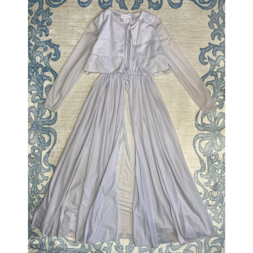 John Kloss X Cira Nylon Lingerie Robe & Nightgown Sz Medium Vintage Peignoir Set